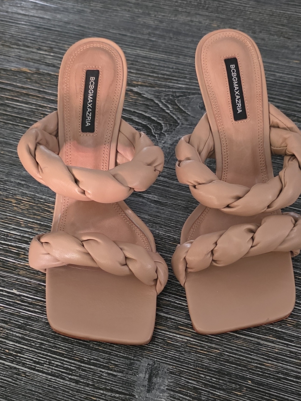 BCBGMaxAzria Blush Braided Strap Slide Mules